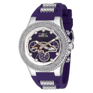 Relógio Feminino NFL Baltimore Ravens, Invicta 42744, Roxo e Prata