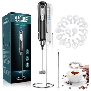 Espumador de Leite Elétrico com Bateria Recarregável e 3 Velocidades, ZEBRE, Preto