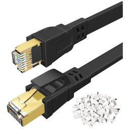 Cabo de Internet Cat8 22M Vel, 40Gbps 2000MHz com Conector RJ45, DEEGO, Preto
