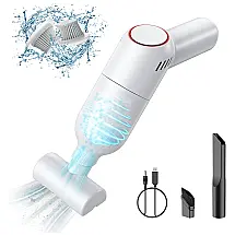 Aspirador de Pó Automotivo Portátil e Recarregável 2000mAh com Luz LED, Potente 9000PA, SUNCANDXY, Branco