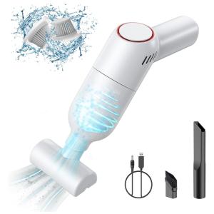 Aspirador de Pó Automotivo Portátil e Recarregável 2000mAh com Luz LED, Potente 9000PA, SUNCANDXY, Branco