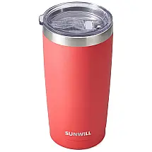 Copo Térmico Rosa SUNWILL 600 mL com Isolamento a Vácuo para Cerveja e Café - Mantém Bebidas Quentes e Frias