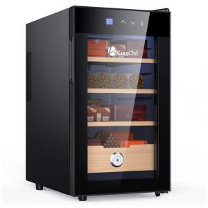 Umidor Elétrico para Charutos 48L com Prateleiras e Higrômetro, 110 Volts, KingChii, Preto