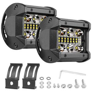 Farol de Milha LED Off Road 2 Peças de 10cm 120W 12000 Lúmens 150 Ângulo de Luz, WAYUP, Branco