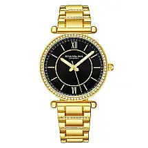 Relógio Masculino Stuhrling C905 36mm Clássico Preto e Dourado, Pulseira Ajustável e Resistente à Água