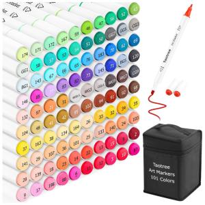 Conjunto de Canetas Artisticas 101 Cores de Pontas Duplas para Crianças e Adultos, Taotree