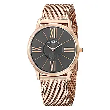 Relógio Ascot Solei Elite 533M 38mm com mostrador cinza e pulseira de aço inoxidável rosa. Elegância e sofisticação em um clássico