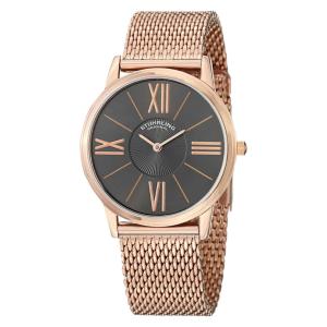 Relógio Ascot Solei Elite 533M 38mm com mostrador cinza e pulseira de aço inoxidável rosa. Elegância e sofisticação em um clássico