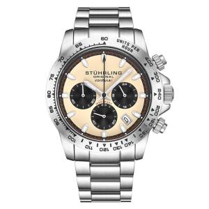 Relógio Cronógrafo Fórmula 42mm com Mostrador Marfim e Pulseira de Aço Inoxidável Prateado - Stuhrling.
