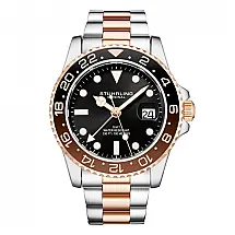 Relógio Meridian 3965 42mm, Mostrador Preto, Pulseira de aço Inoxidável Rosa, Stuhrling