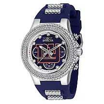 Relógio Feminino NFL New York Giants com Pulseira em Aço Inoxidável e Silicone, Invicta 42754, Azul e Prata
