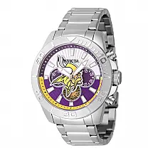 Relógio Masculino Invicta NFL Minnesota Vikings 45mm, Aço ZG47954