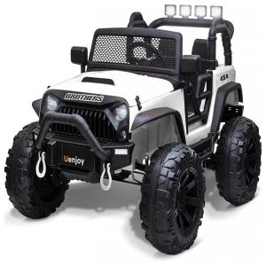 Carro, Carrinho Elétrico, 2 assentos, à bateria 12V, com controle remoto, USB, Vel 5 km por hora, Idade 4 a 8 anos, UENJOY, Branco