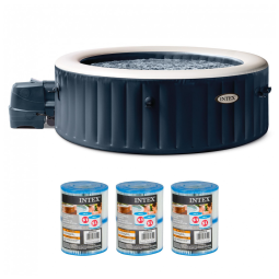 Spa Inflável Hidromassagem para 6 Pessoas com Apoios de Cabeça, Intex 28431EP, Preto