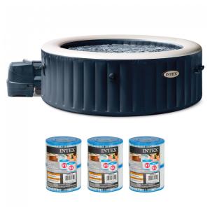 Spa Inflável Hidromassagem para 6 Pessoas com Apoios de Cabeça, Intex 28431EP, Preto