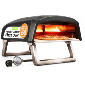 Forno Portátil a Gás para Pizza ao Ar Livre, com Pedra para Fogo, NutriChef, Preto