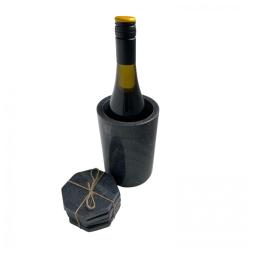 Porta Garrafa Térmico para Vinho em Mármore, BARABARA, Preto