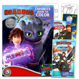 Livro de Atividades Como Treinar seu Dragão - Kit Completo com Páginas para Colorir, Jogo da Memória e Brindes, para Crianças,Dreamworks