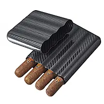 Porta Charutos Visol Preto Fibra de Carbono 4 Charutos