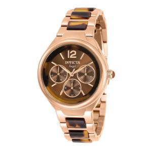 Relógio Feminino de Quartzo Angel, Invicta 32064, Ouro Rosa e Marrom