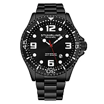 Relgio Regatta Champion 4006 44mm, Mostrador Preto, Pulseira de Ao Inoxidvel e Fivela de Implantao Preta - Stuhrling