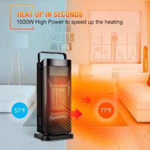 TRUSTECH Aquecedor Cerâmico Oscilante, Aquecedor para Casa Aquecido Instantâneo, Aquecedor Rápido, Termostato Ajustável, Preto