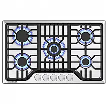 Cooktop a Gás 5 Bocas Kadorer Inox Escovado Embutir Conversível GN/GLP 110V - Alta Performance e Durabilidade