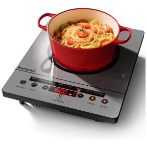 Cooktop Elétrico de Uma Boca, Fogão Elétrico Portátil 110V, Controle por Toque, Trava de Segurança, Timer - Níveis de Potência