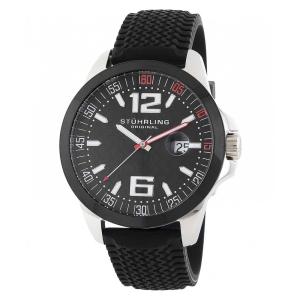 Relógio Aviador Monterey Bay 219A 44mm com Mostrador Preto e Pulseira de Silicone Preta - Stuhrling