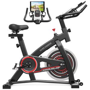 Bicicleta Ergométrica com Monitor Digital e Assento Ajustável, GOFLYSHINE, Vermelho