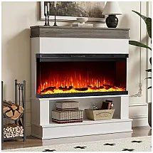 Lareira Elétrica Maxhonor 107x108cm 1500W 12 Cores Chamas LED Portátil 110V