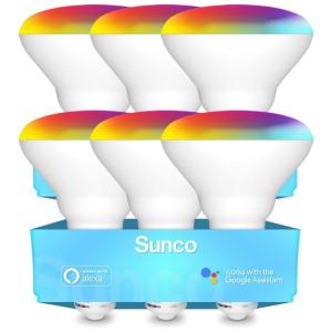 BR30 Lâmpada LED Colorida Inteligente Wi Fi, Controle de Voz, 650LM, 8W, 6 Un, SUNCO LIGHTING, Azul