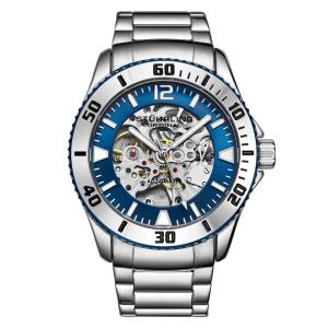 Relogio Automatico Stuhrling Essence em Aco Inoxidavel Prata com Mostrador Azul 3963.