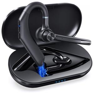 Eumspo Fone de ouvido sem Fio Headset Bluetooth para Chamadas com Microfone, Preto