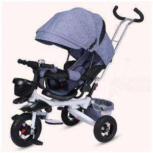 Triciclo Infantil 4 em 1 Dobrável com Alça de Pressão, Dossel Removível e Assento Giratório para Crianças de 1 a 6 Anos, HASMI