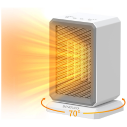Aquecedor Elétrico Portátil com 3 Níveis de Potência e Oscilação de 70ºC, 110V 1500W, Benguoo, Branco