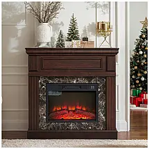 Lareira Elétrica Eyisean 107x102cm 1400W Chamas LED Móvel Cerejeira 110V