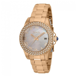 Relógio feminino Invicta Anjo com madreprola e ouro rosa - 34 mm.