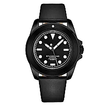 Relgio de mergulho CarbonWave 4027, 42mm, mostrador preto, moldura e faixa pretas Stuhrling