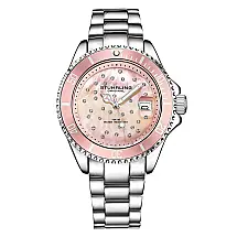 Relógio Stuhrling StarSea 39mm Feminino Mostrador Rosa Pulseira Aço Inoxidável Prateado