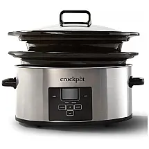 Panela Elétrica Multifuncional 6L em Aço Inoxidável com Temporizador, 220V 1250W, Crock Pot, Prata