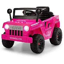 Carro, Carrinho Elétrico 1 Assento 12V, com Luzes de LED e Controle Remoto, TOBBI, Rosa