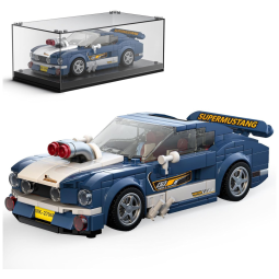 Kit de Construção Carro Ford Mustang 1967 de Velozes e Furiosos com 376 Peças e Vitrine de Acrílico para Crianças Acima de 8 Anos