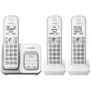 Telefone sem Fio, com bloqueio de chamadas e secretária eletrônica, 3 unidades, branco, PANASONIC KX TGD533W, Branco