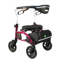 Andador Adulto Idoso com Apoio de Braço, Assento Acolchoado e Cesto, Suporta até 136 quilos, EVOLUTION, Vermelho