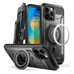 Capa para Iphone 14 Pro Max com Protetor de Tela Embutido e Clipe de Cinto, SUPCASE, Preta