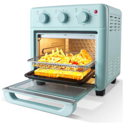 Forno Elétrico Air Fryer Novaspark 16L 8 em 1, 1200W, Controle Manual, Porta de Vidro Temperado, Multiuso, Azul Retrô