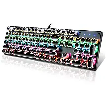 Teclado Ergonômico Dividido com Fio Recarregável Reduz a Tensão das Mãos com Luz LED e à Prova Dágua, ALKEM, Preto