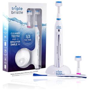 Escova Dental Elétrica Recarregável 3 Cabeças, TRIPLE BRISTLE TB 1, Branco