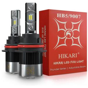 Kit Xenon Lâmpadas LED Branca 12000 Lumens 6000K 30W, 2 Peças, HIKARI WINGS 9007, HB5, Preto